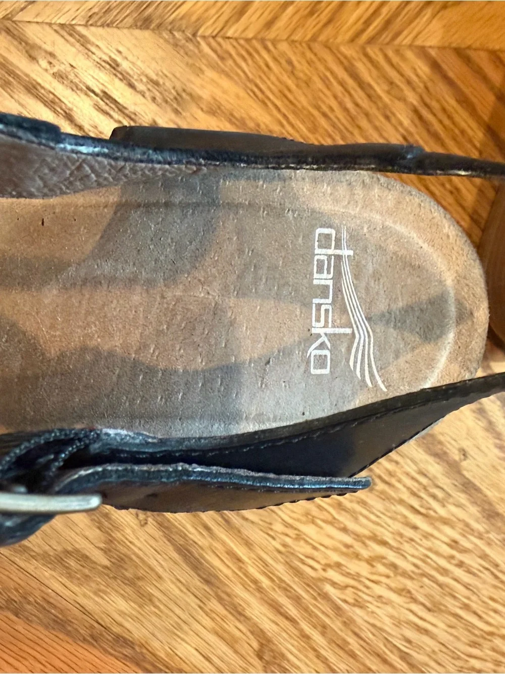 Dansko Black Leather Slingback Wedge Sandals Comfort Shoes